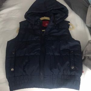 NEVER BEEN WORN- Navy Blue Hooded Polka Dot Vest